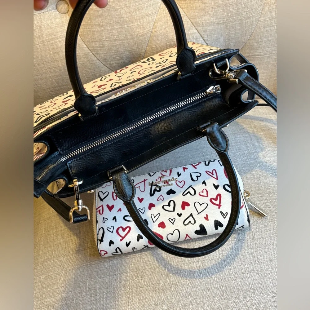 ❤️SOLD!!❤️Kate spade Staci heart printed medium satchel bag & wallet - Picture 3 of 8